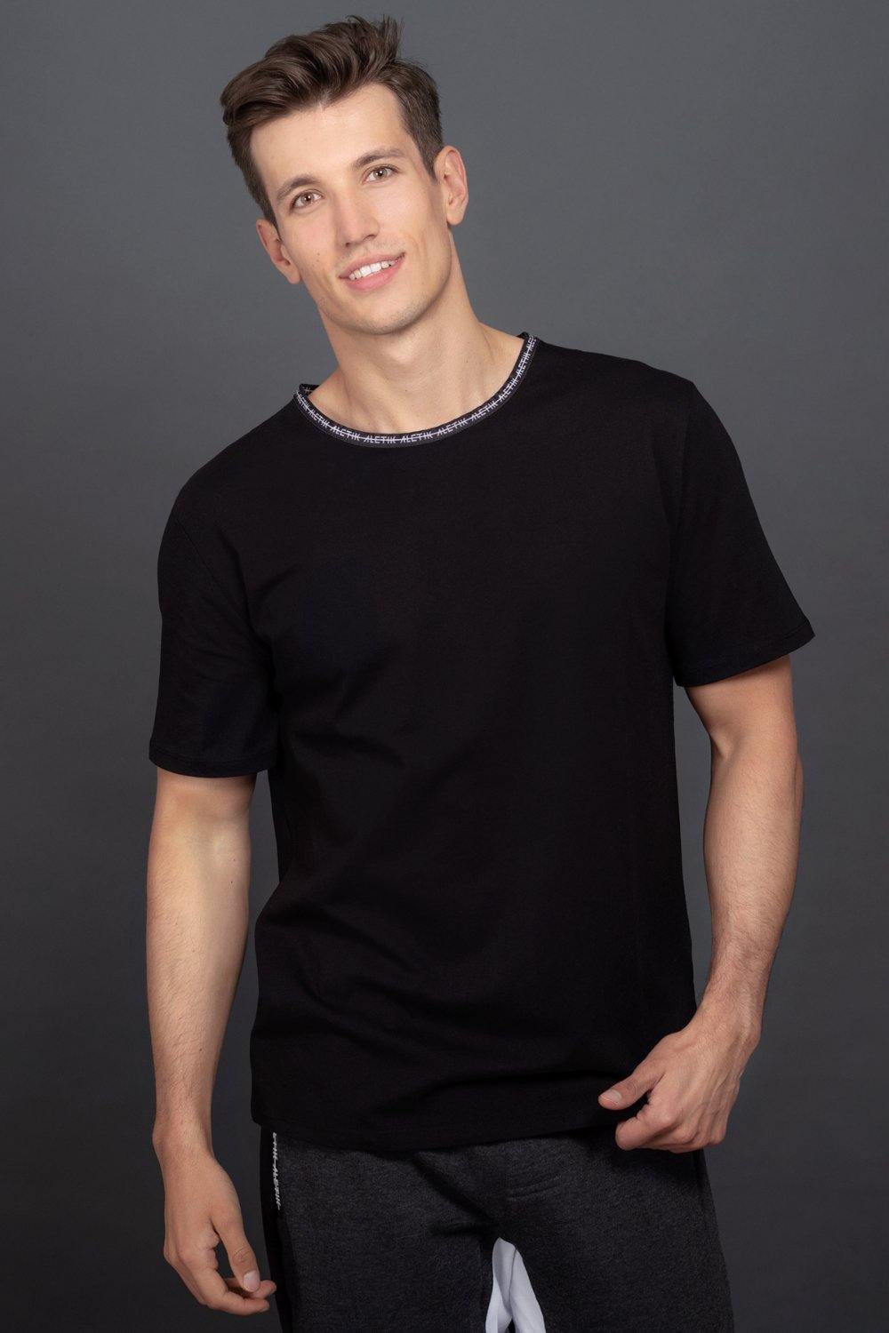 T Shirt Herren Slim Fit T-Shirt Herren Einfarbige Basic T-Shirts Herren Rundhals T-Shirt Herren Gym Oversize Crewneck T-Shirt Männer Übergrößen Over Sized T Shirts Herren Kurzarm Fitness Schwarz 4XL