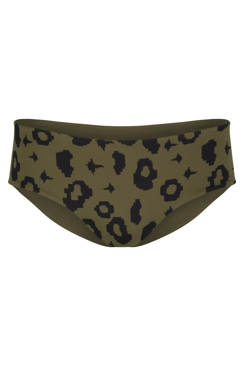 Amami Bikini Bottom Reversible in Green Leopard / Moss