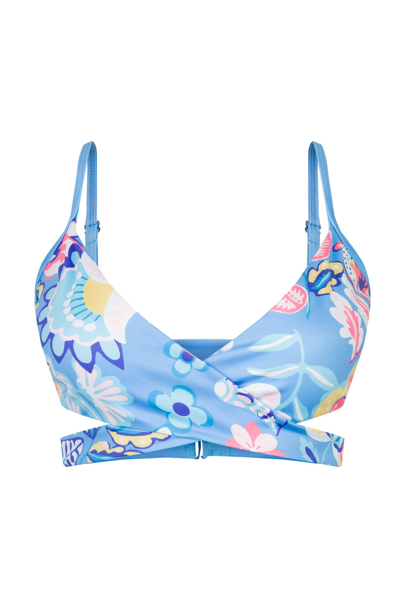 Arpoador Bikini Top Reversible in Summer Floral / Skyblue