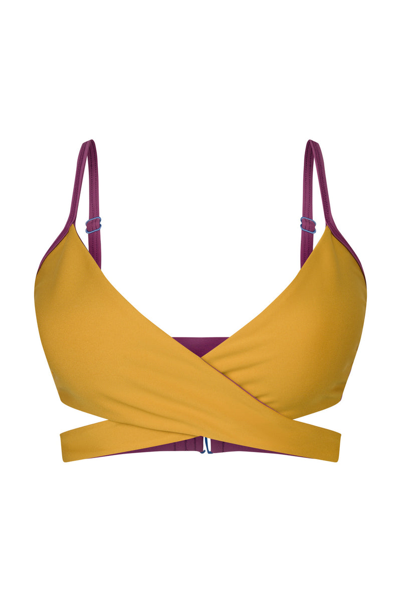 Arpoador Bikini Top Reversible in Lavender / Honey Mustard