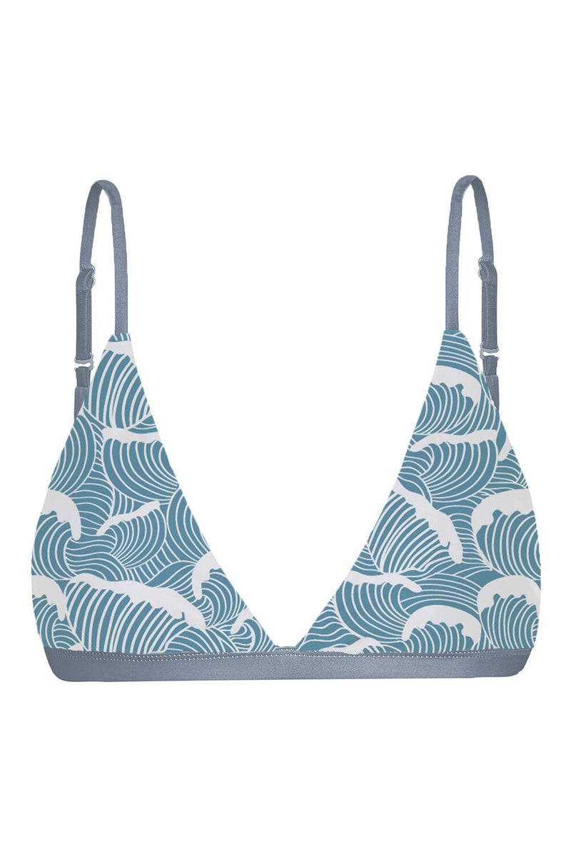 Amami Bikini Top Reversible in Ocean Waves / Light blue