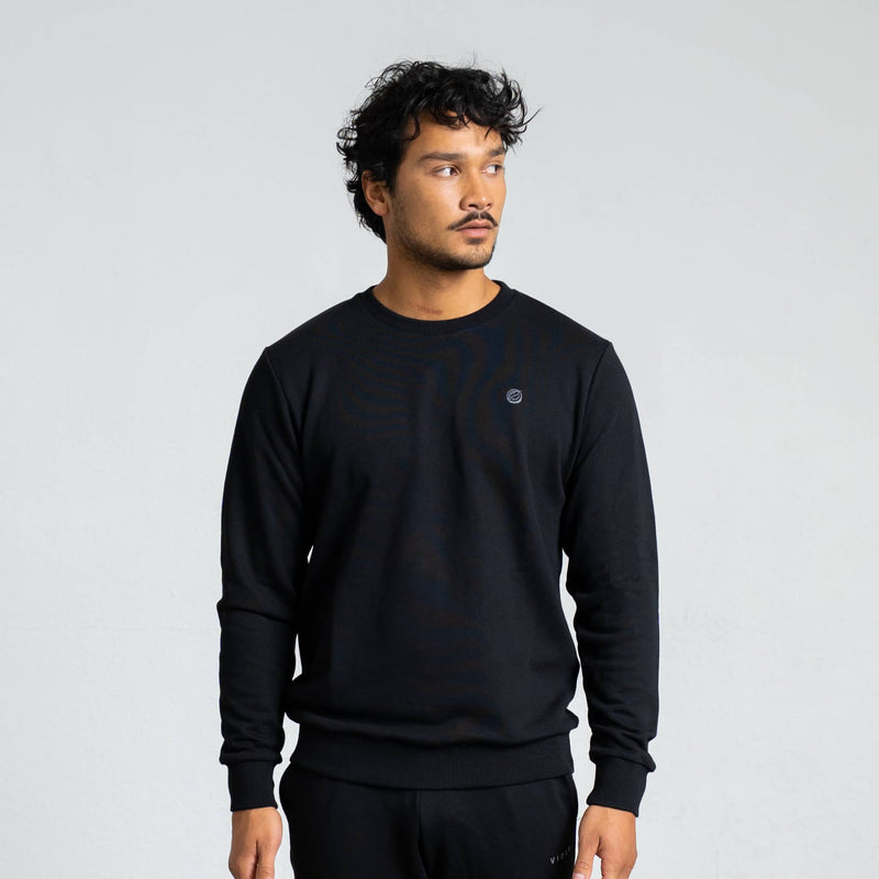 RECORD I Natural Crewneck Sweater - schwarz