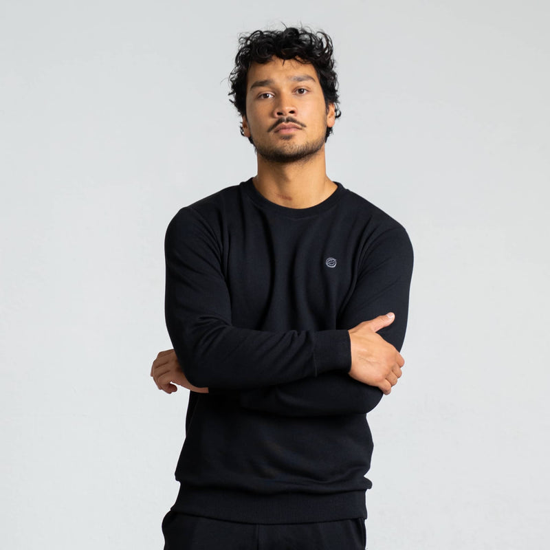 RECORD I Natural Crewneck Sweater - schwarz