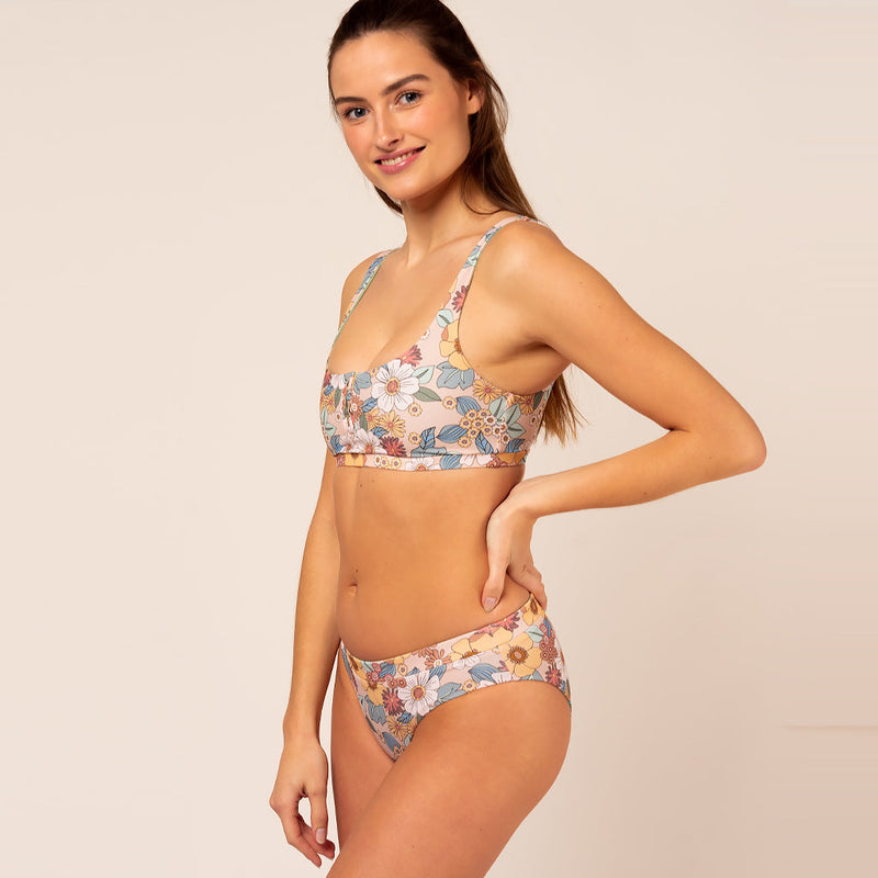 Pearl Button Top - floral boho