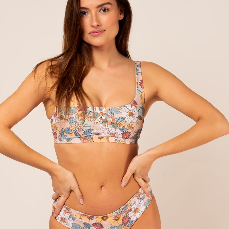 Pearl Button Top - floral boho