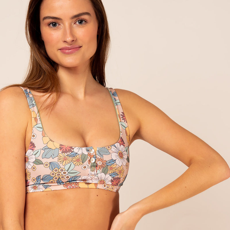 Pearl Button Top - floral boho