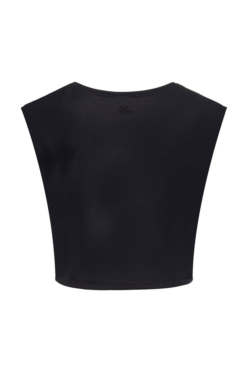 Sustainable organic cotton cropped top in Caviar Black - soft, biodegradable,  and eco-friendly