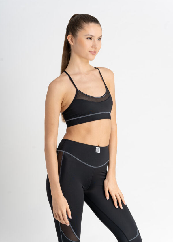 Sports Bra - Tiffany - Schwarz/Grau