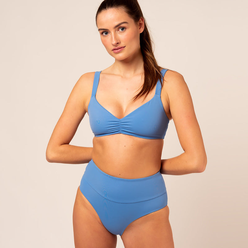 Ruffle Bikini Top - blue