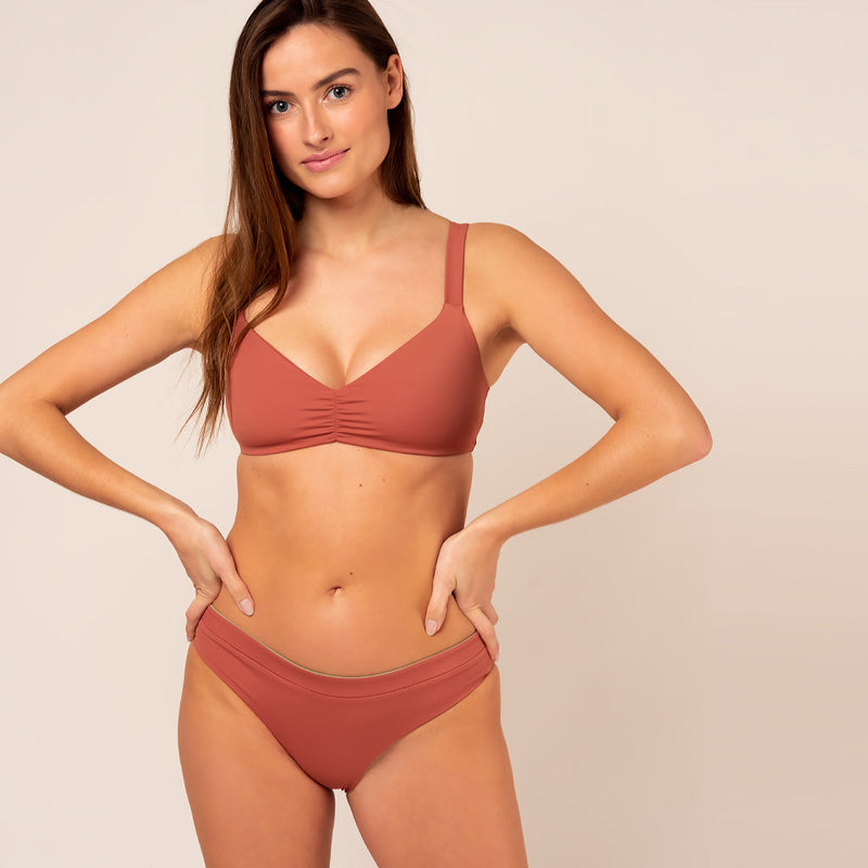 Ruffle Bikini Top - brown