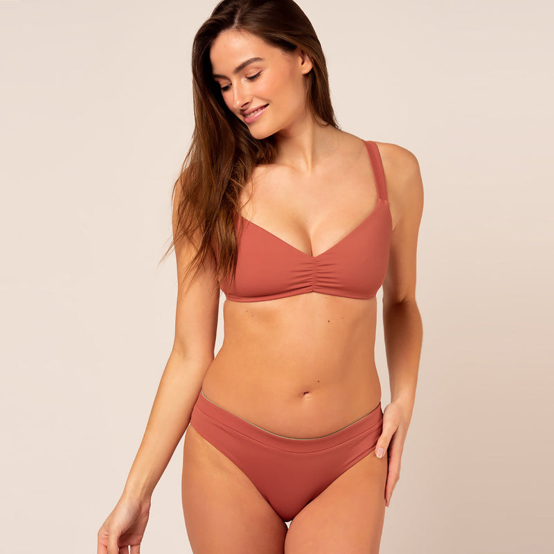 Ruffle Bikini Top - brown