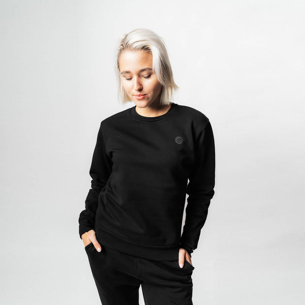 RECORD I Natural Crewneck Sweater aus TENCEL™ - schwarz