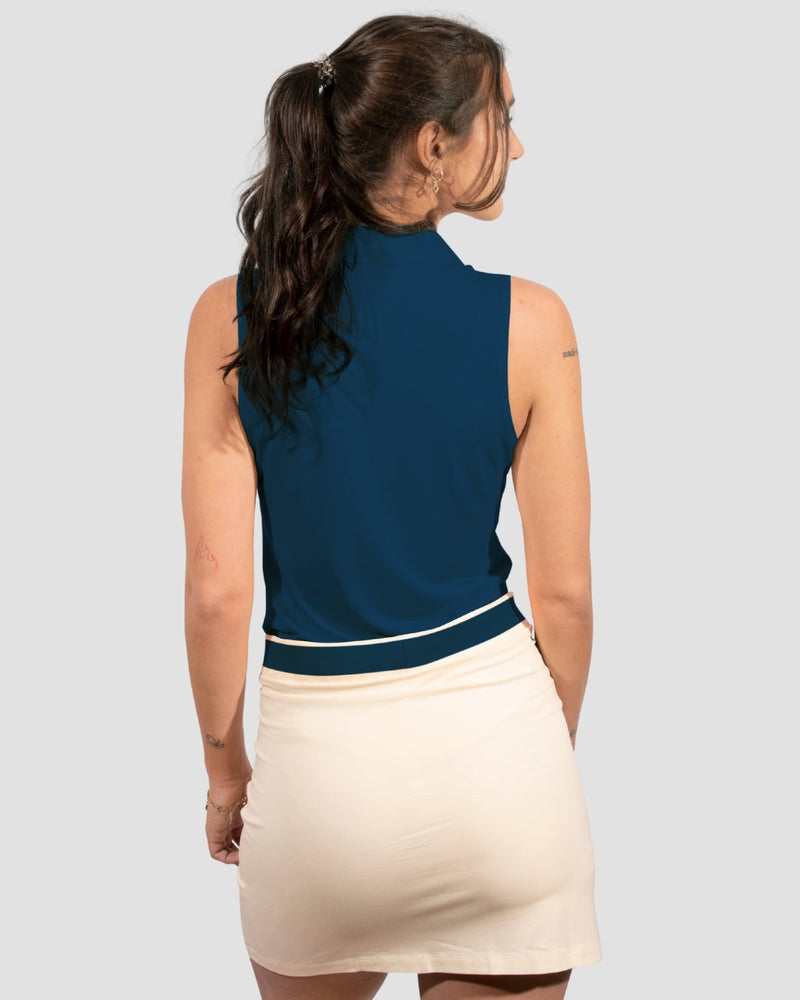 Blue Sleeveless TENCEL™ Polo