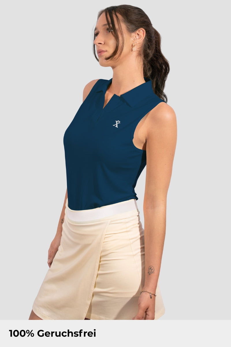 Blue Sleeveless TENCEL™ Polo