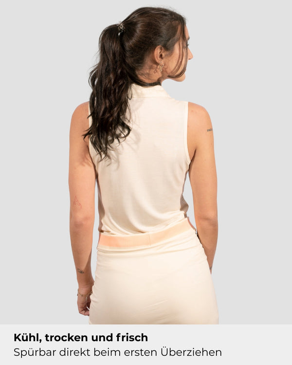 Beige Sleeveless TENCEL™ Polo