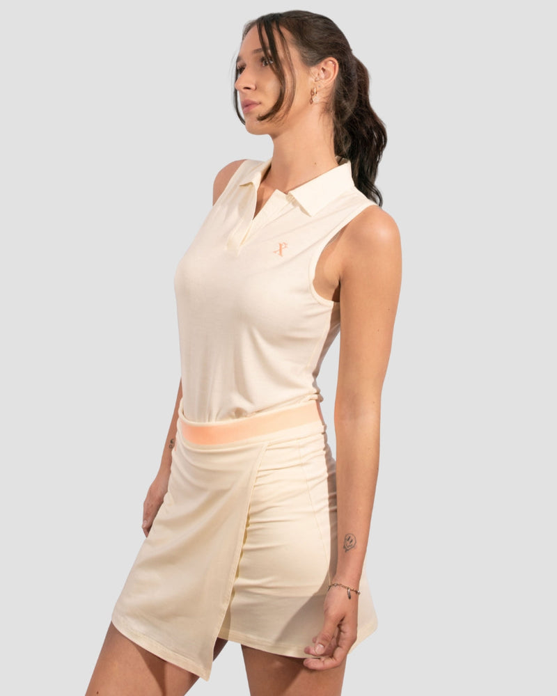 Beige Sleeveless TENCEL™ Polo