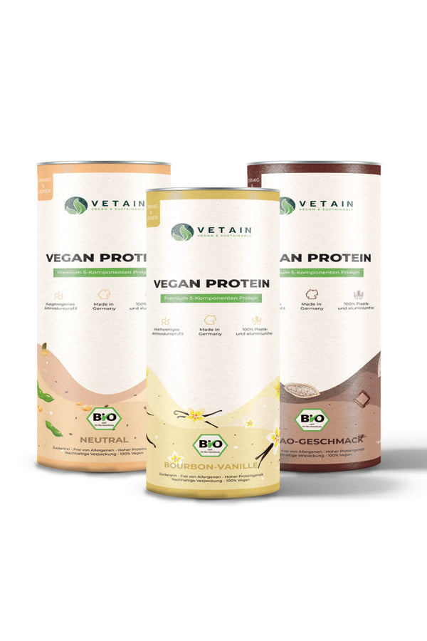 3er-Bundle Vegan Protein (Vanille, Kakao & Neutral)