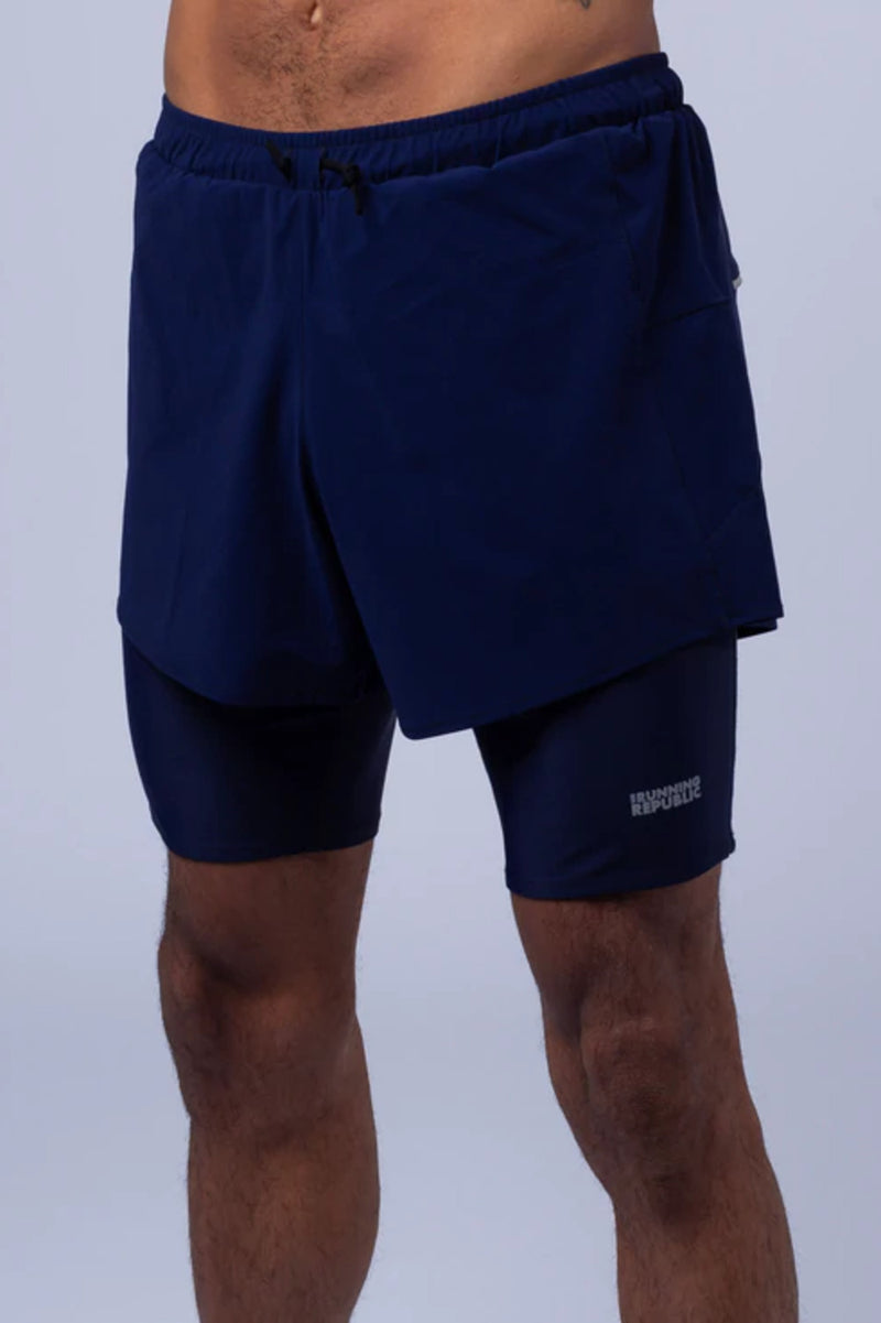 Men's 2in1 Woven short 2.0 Full Blue