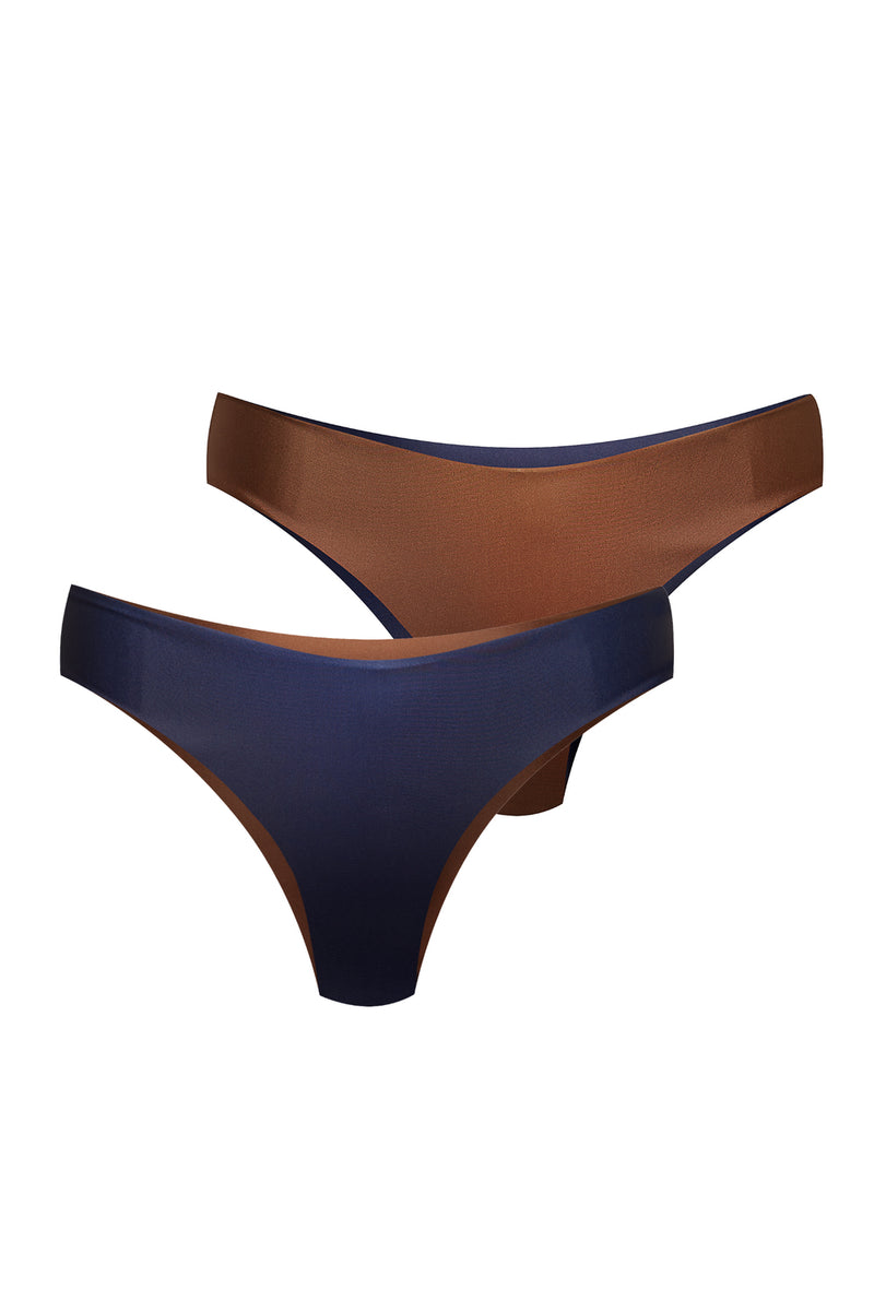 Arpoador Bottom Reversible in Dark Blue / Solid Brown