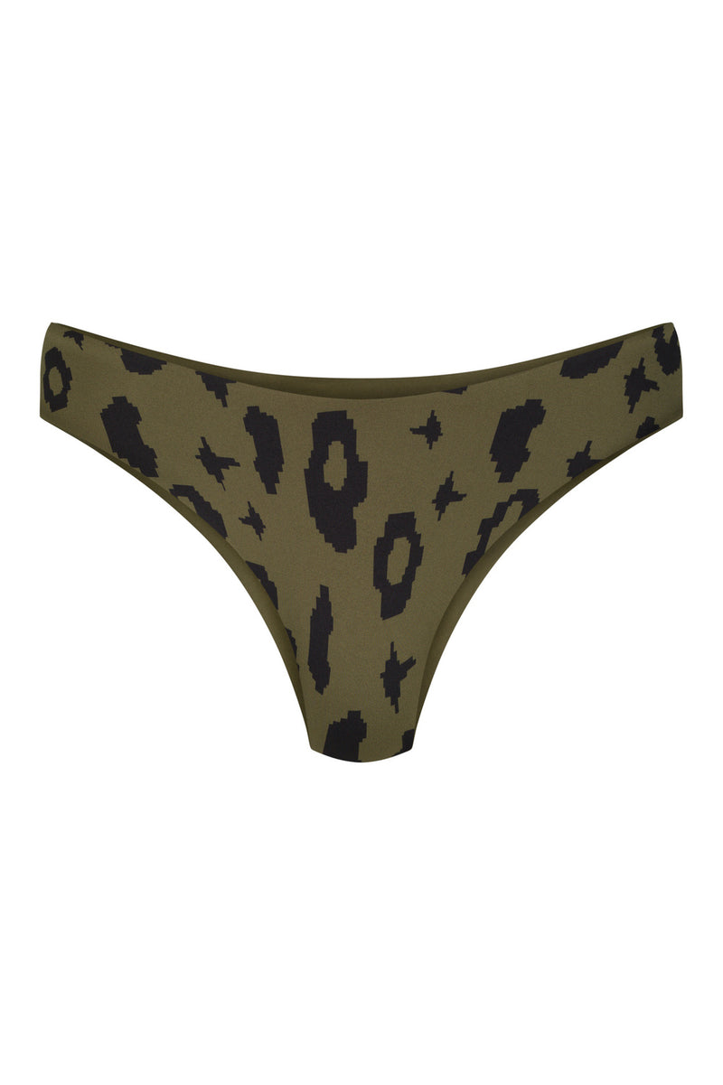 Arpoador Bottom Reversible in Green Leopard / Moss