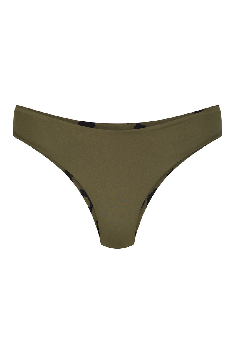 Arpoador Bottom Reversible in Green Leopard / Moss