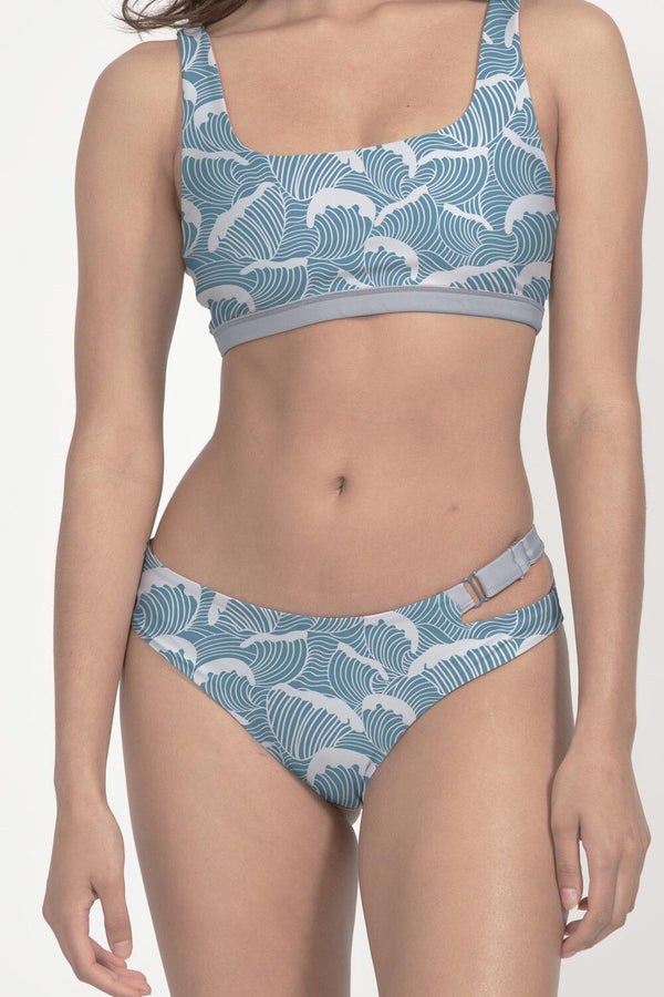 Caparica Bikini Bottom Reversible in Ocean Waves / Light Blue