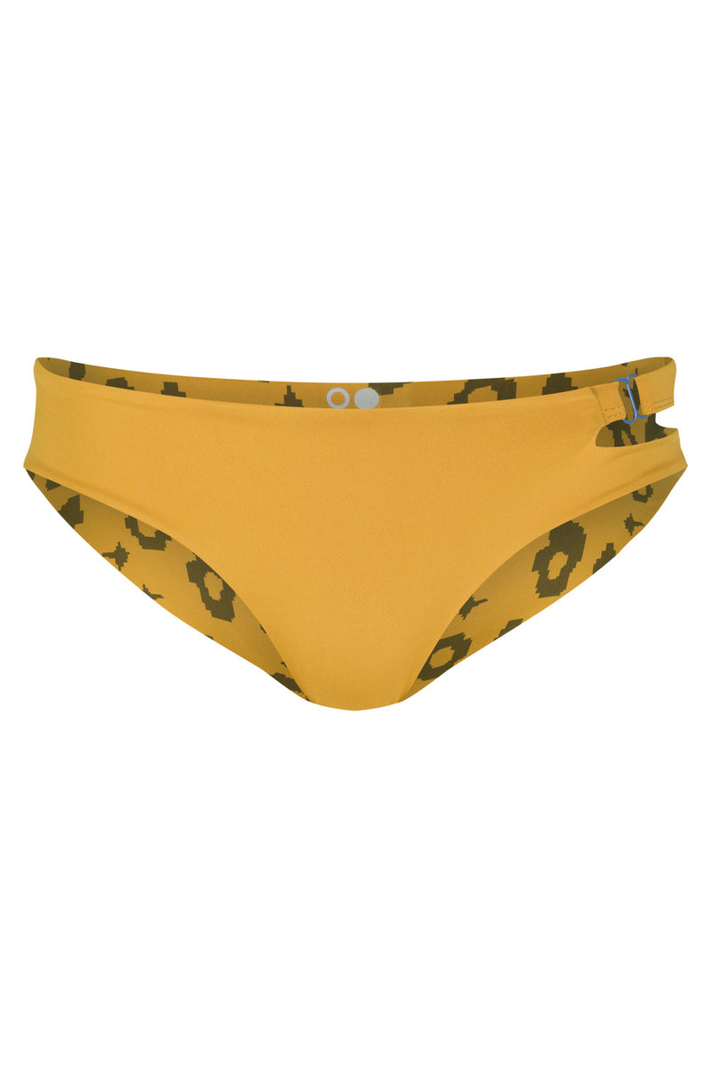 Caparica Bikini Bottom Reversible in Yellow Leopard / Honey Mustard