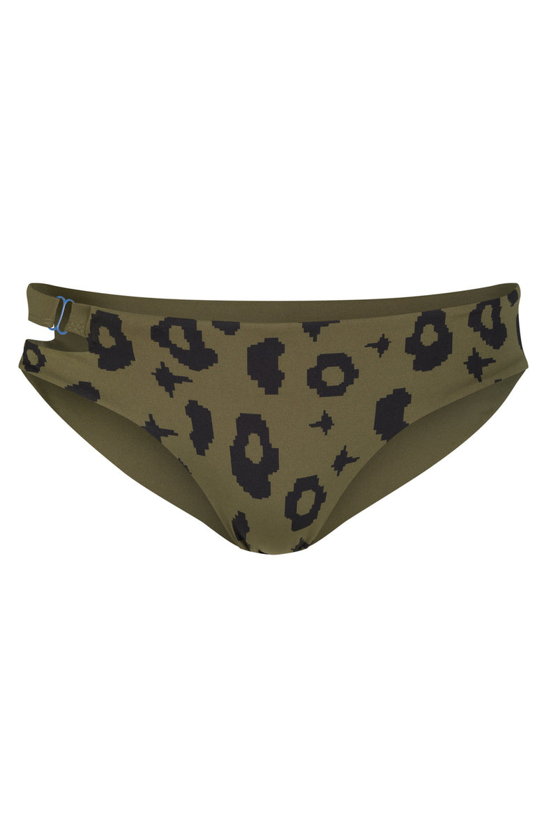 Caparica Bikini Bottom Reversible in Green Leopard / Moss
