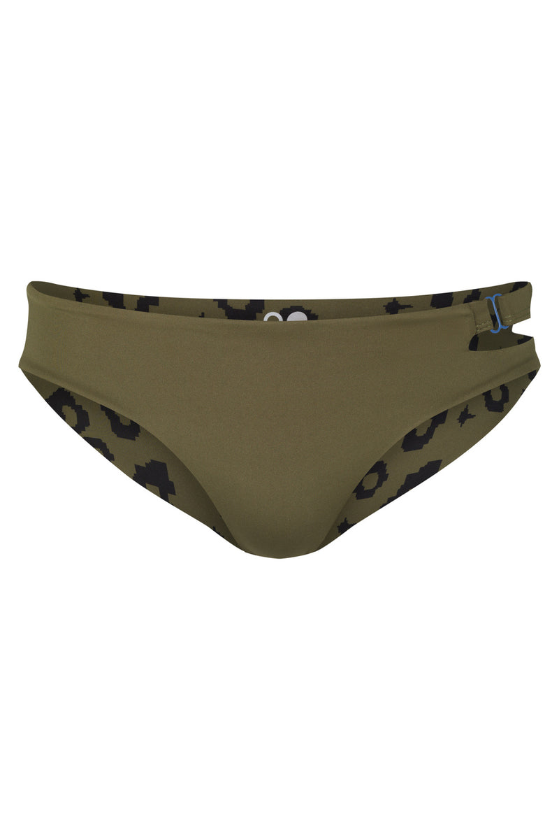Caparica Bikini Bottom Reversible in Green Leopard / Moss