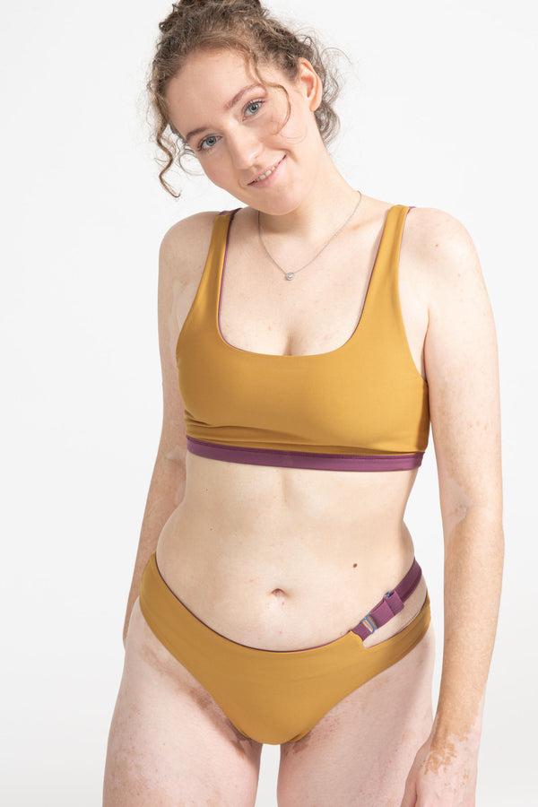 Caparica Bikini Bottom Reversible in Lavender / Honey Mustard