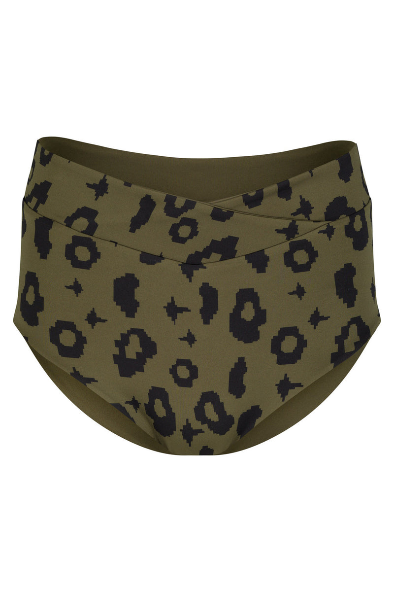 Diani Bikini Bottom Reversible in Green Leopard / Moss