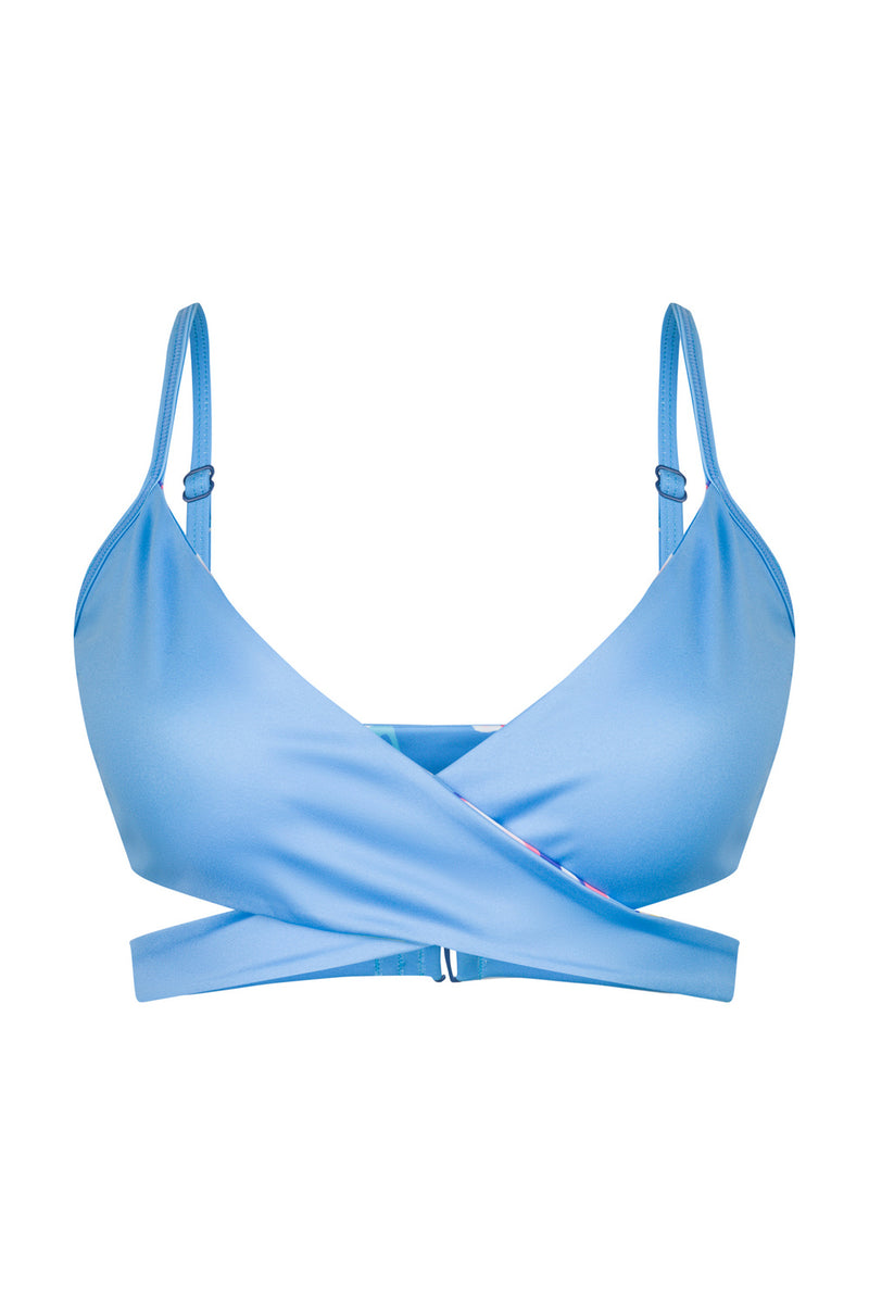 Arpoador Bikini Top Reversible in Summer Floral / Skyblue