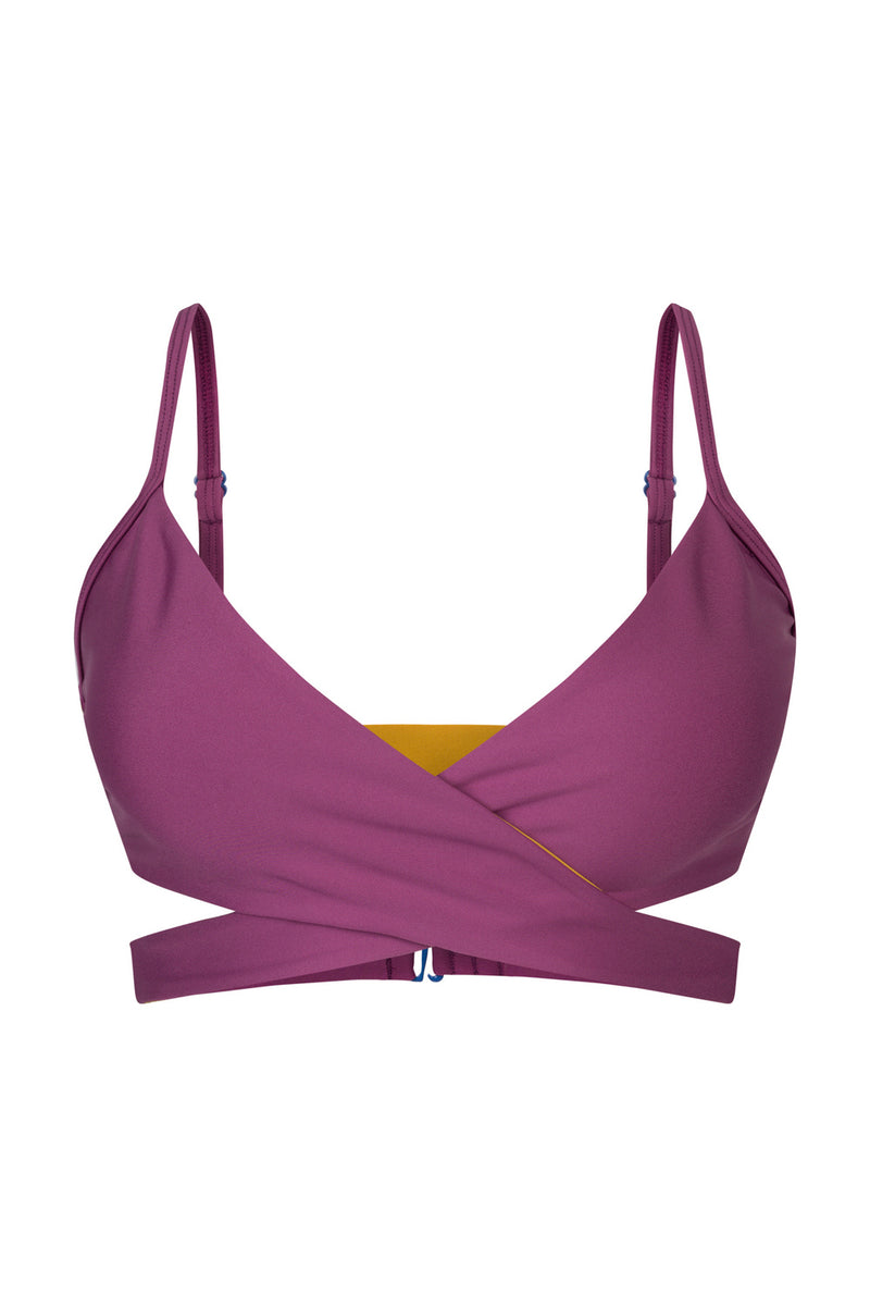 Arpoador Bikini Top Reversible in Lavender / Honey Mustard