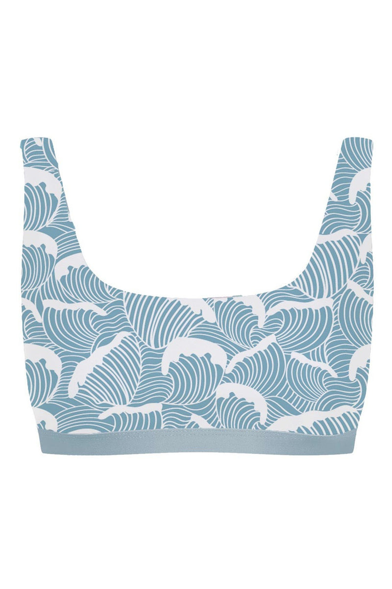 Caparica Bikini Top Reversible in Ocean Waves / Light Blue