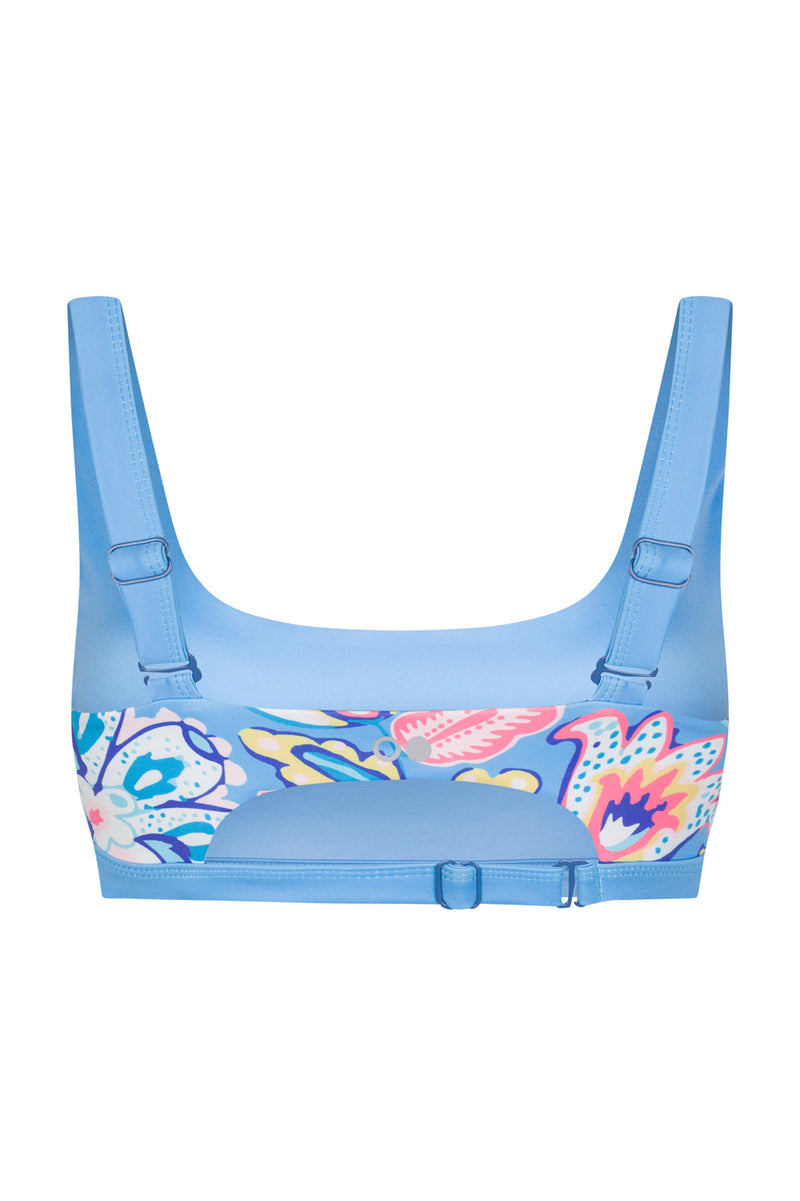 Caparica Bikini Top Reversible in Summer Floral / Skyblue