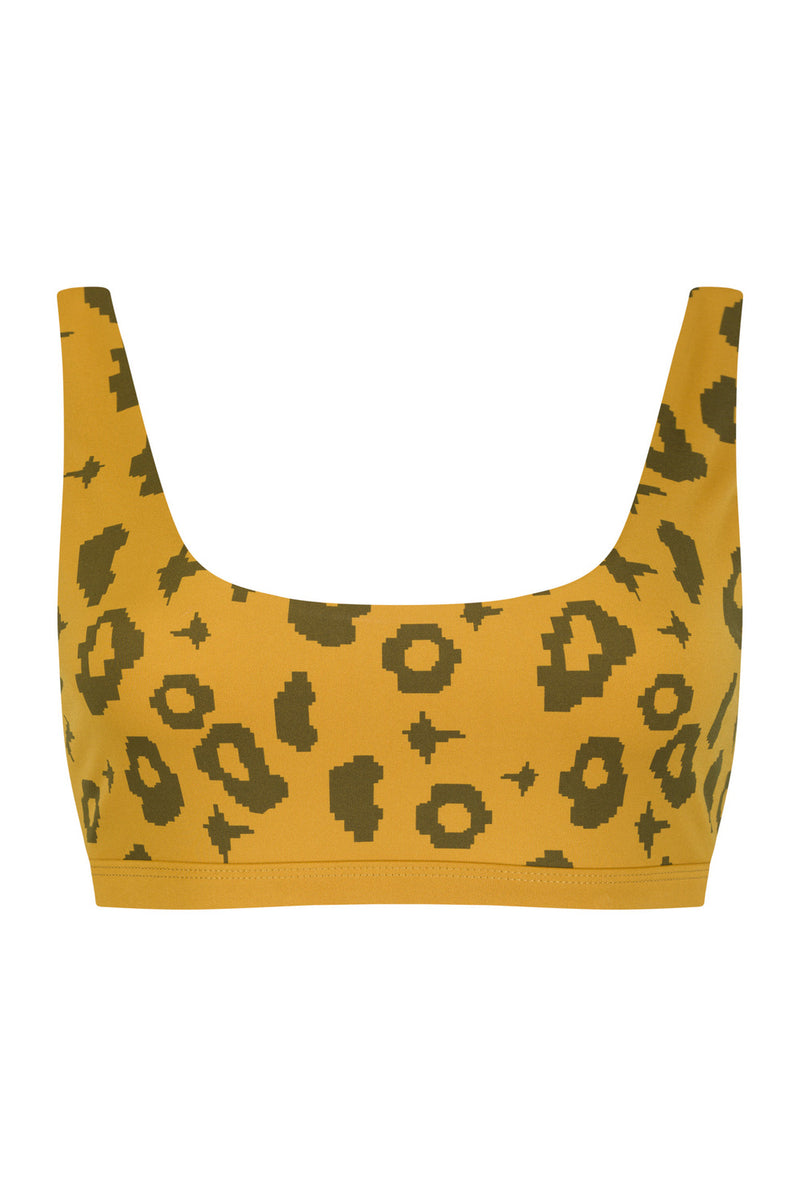 Caparica Bikini Top Reversible in Yellow Leopard / Honey Mustard