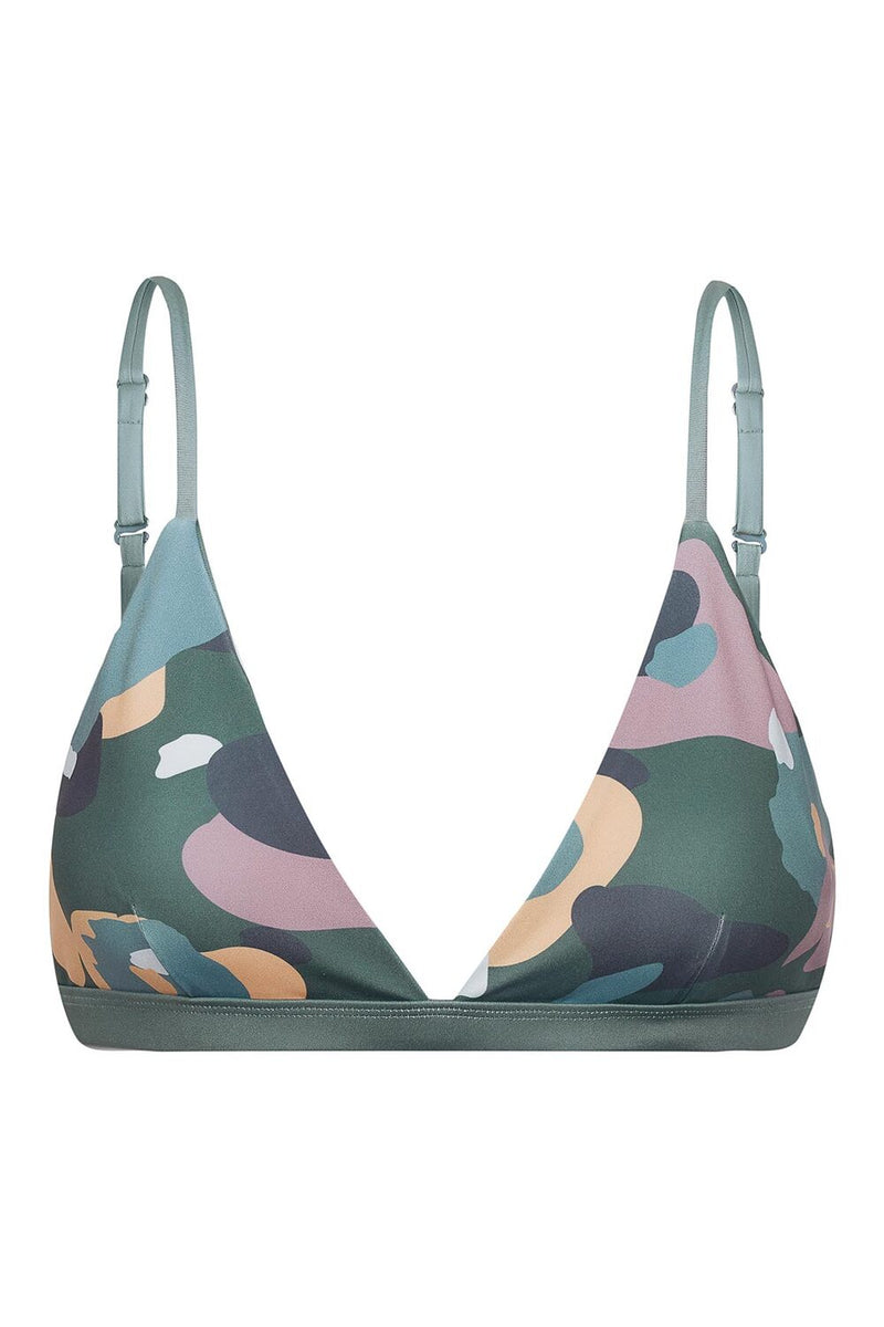 Amami Bikini Top Reversible in Green Wildflower/Daisy