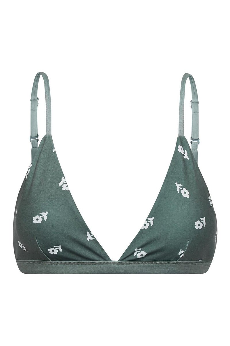 Amami Bikini Top Reversible in Green Wildflower/Daisy