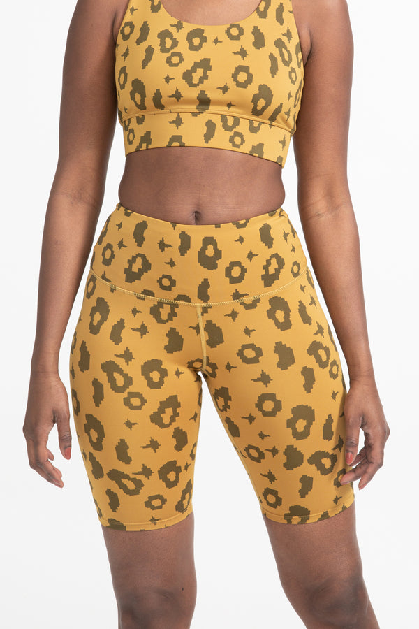 Bike Shorts in Yellow Leopard