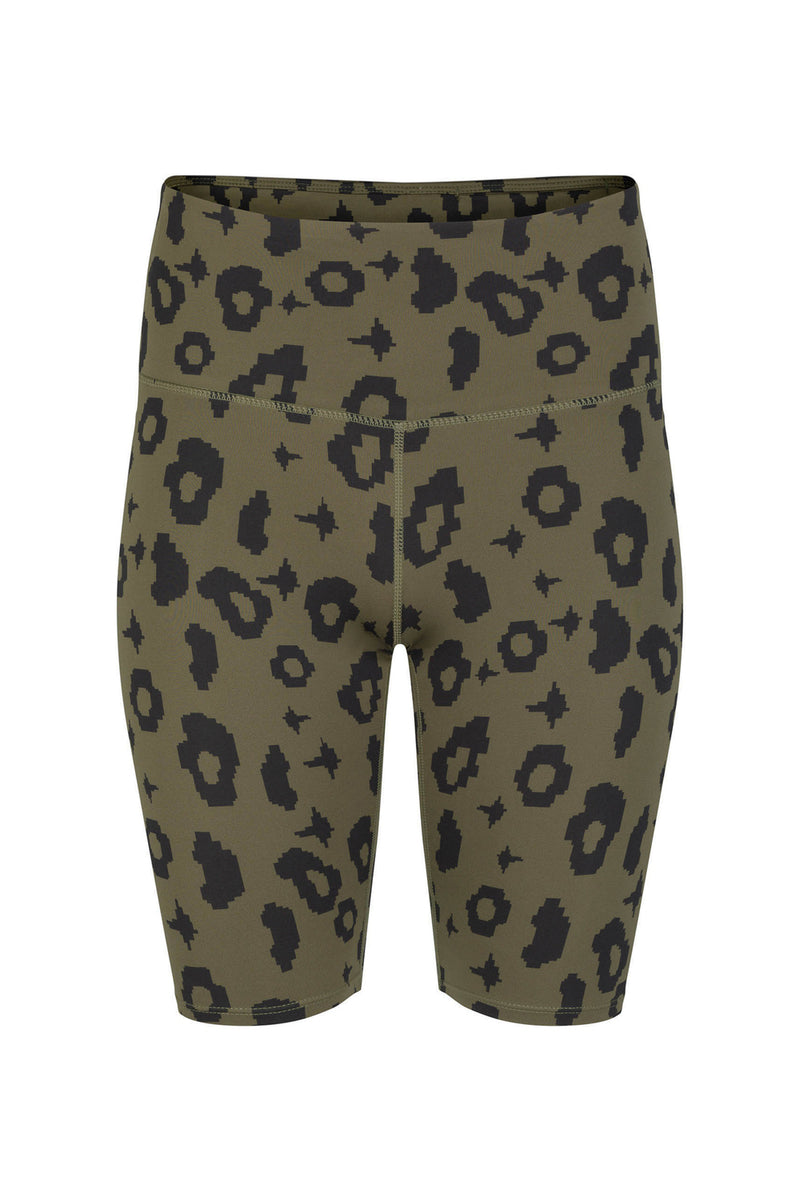 Bike Shorts in Green Leopard