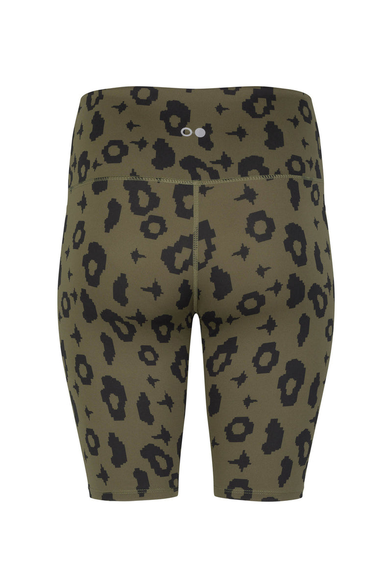 Bike Shorts in Green Leopard