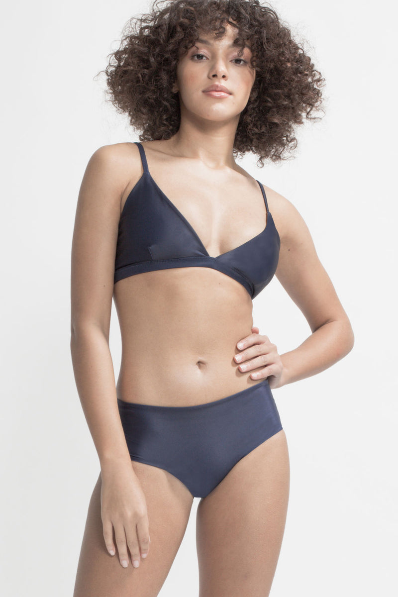 Amami Reversible Bikini Bottom Dark Blue - Solid Brown