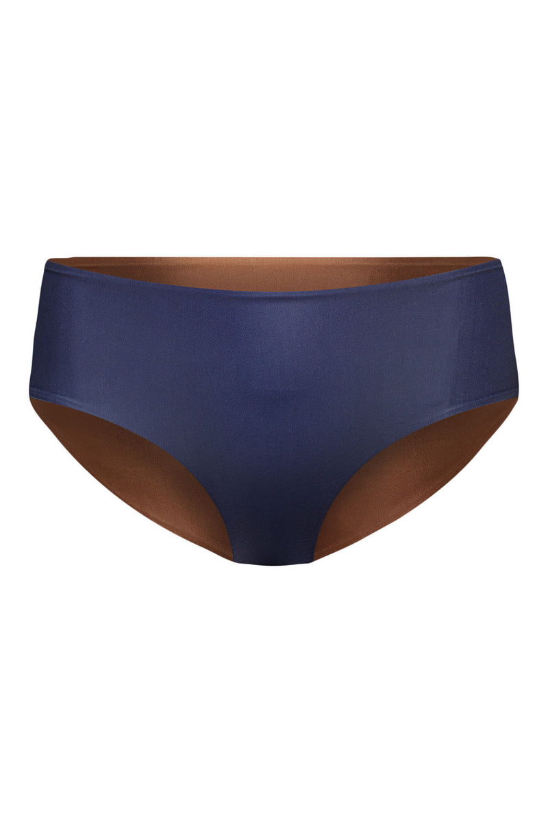 Amami Reversible Bikini Bottom Dark Blue - Solid Brown