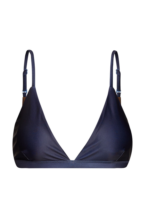 Amami Reversible Bikini Top Dark Blue - Solid Brown